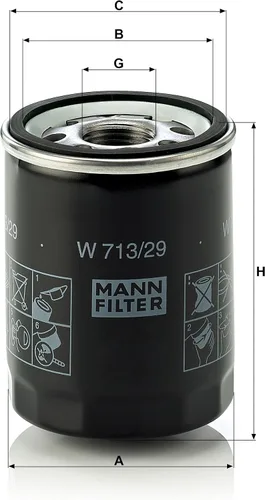 Miniatura 2 de Mann Filter W 713/29 Filtro de aceite giratorio