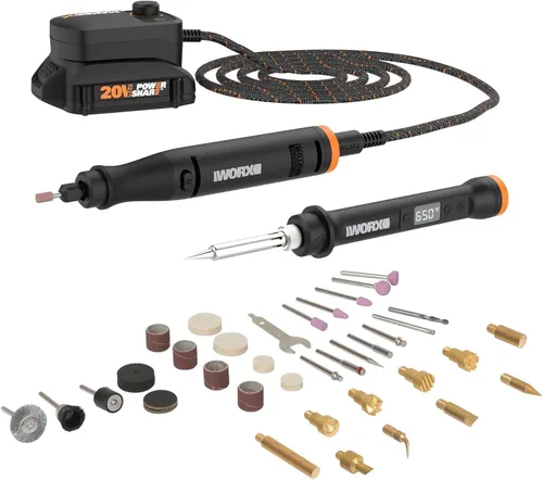 Miniatura 4 de Worx WX989L 20V MAKERX Kit combinado de 2 piezas - Herramienta giratoria + pistola de calor con 42 accesorios