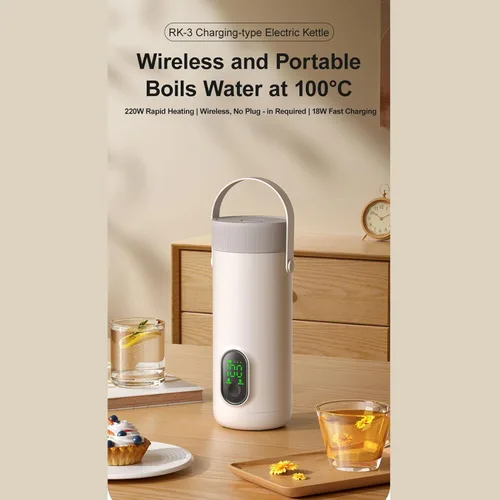 Miniatura 2 de Hervidor eléctrico portátil, hervidor de viaje inalámbrico recargable con batería de 27000 mAh de ebullición rápida para acampar al aire libre
