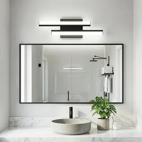 Miniatura 8 de Barra de luz LED para tocador de baño de 18 pulgadas, accesorio de iluminación sobre espejo de 18 W, 5000 K, barra de luz negra para tocador