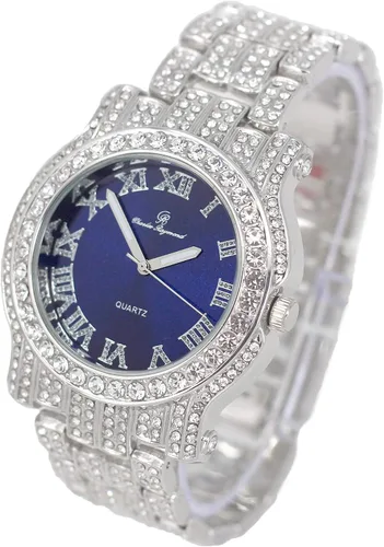 Miniatura 71 de Charles Raymond Bling-ed Out Ultimate Hip Hop Royalty Reloj para hombre con número romano de fácil lectura o indicadores de tiempo de diamantes