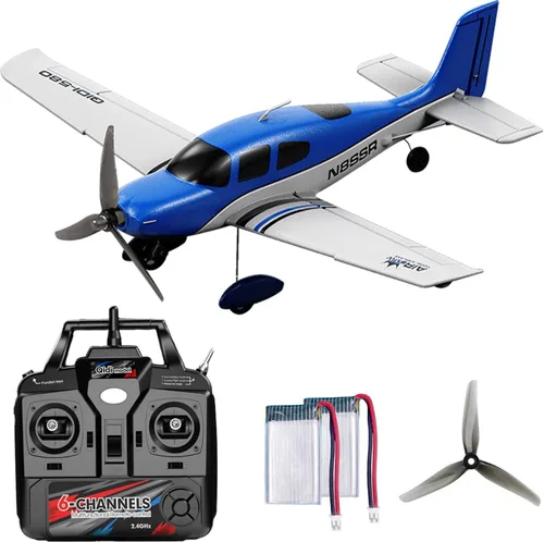 Miniatura 9 de FLYCOLOR Helicóptero RC C138 2.4G 6CH 6-Axis Gyro Altitude Hold 1/33 Avión de control remoto listo para volar RTF (azul-blanco)