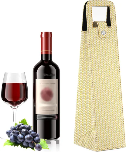 Bolsa de regalo de vino RYDDOY, portador de vino reutilizable de cuero, bolsas de regalo para una sola botella de champán y cerveza para cumpleaños,