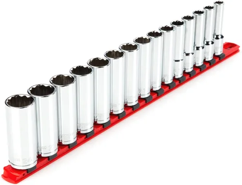Miniatura 16 de TEKTON SHD92121 - Juego de llaves de vaso de 12 puntos con rieles y bandeja, 23 piezas (0.394-1.260 in)