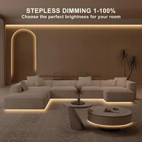 Miniatura 4 de Tira de luz LED COB de 32.8 pies con control remoto, 2700K Ra93+ regulable blanco cálido brillante luz LED COB tira de luz blanca para espejo