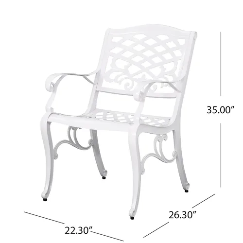 Miniatura 3 de Christopher Knight Home Brody Silla de brazo de aluminio fundido blanco para exteriores (juego de 2)