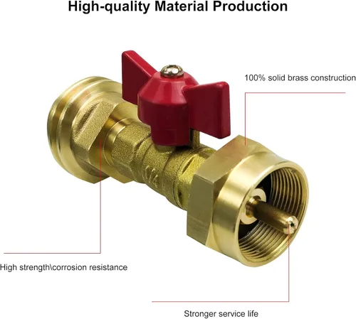 Miniatura 5 de Adaptador de tanque de propano de 1 libra a 20 libras con válvula, Conver CGA600 a QCC/Tipo 1 conector macho, se adapta a cilindros desechables de 1