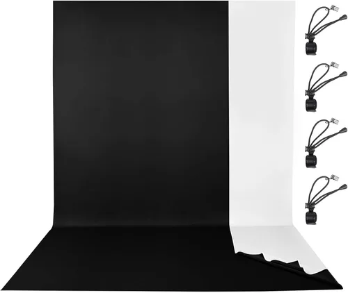 EMART Telón de fondo blanco y negro para fotografía, 6 x 9 pies, fondo de pantalla blanco y negro 2 en 1 para estudio de video de cumpleaños, sesión