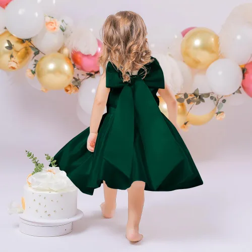 Miniatura 5 de 6M-8T - Vestido de fiesta de tutú para bebé, con lazo grande, para concurso de cumpleaños, para bautizo
