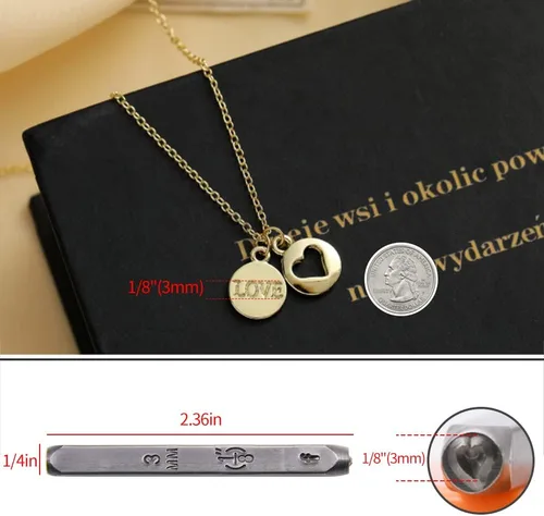Miniatura 3 de Kit de estampado en metal de 74 piezas, DkOvn herramientas completas de estampado para joyería con punzón de letra mayúscula y minúscula de 1/8