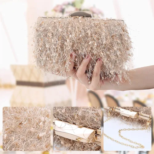 Miniatura 5 de CORIOS Bolsos de mano pequeños para mujer, bolso de noche esponjoso