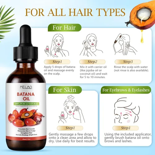 Miniatura 7 de Aceite de batana para el crecimiento del cabello 100% puro y natural, elimina las puntas abiertas, mejora el brillo del cabello y la piel, nutre