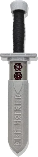 MunnyGrubbers - Soporte para dados de daga de espada - (Juego de 7 dados D20 aleatorios incluidos) - Almacenamiento de dados poliédricos Mármol