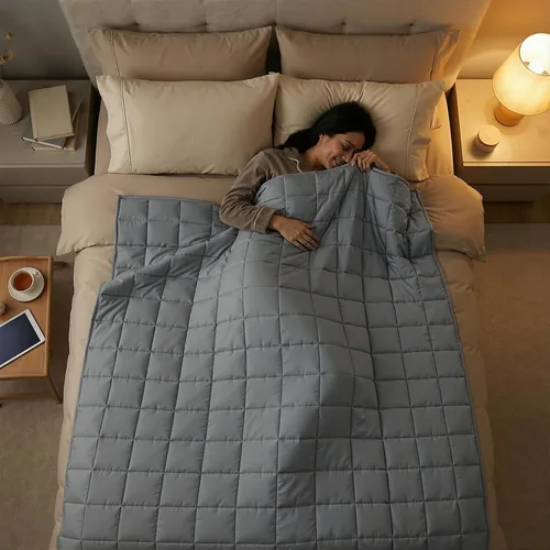 Miniatura 6 de Smart Queen - Manta con peso para adultos (48 x 72 pulgadas, 10 libras, gris), manta de tamaño completo suave y refrescante para dormir, manta