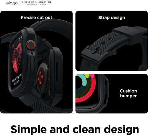 Miniatura 4 de elago Armor - Funda con correa compatible con Apple Watch 9/8/7, compatible con iWatch de 1.772 pulgadas, 1.614 pulgadas, protección completa