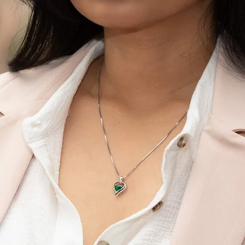 Miniatura 5 de Peora Sterling Silver Heart in Heart Solitaire Pendant Necklace for Women in Various Gemstones, Heart Shape 6mm, with 18 inch Italian Chain