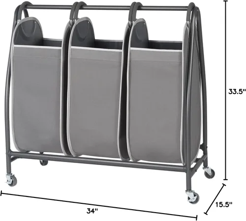 Miniatura 10 de Neatfreak Triple cesta clasificadora de ropa sucia – Carrito de lavandería con ruedas y 3 cestas de ropa sucia extraíbles con tecnología EVERFRESH