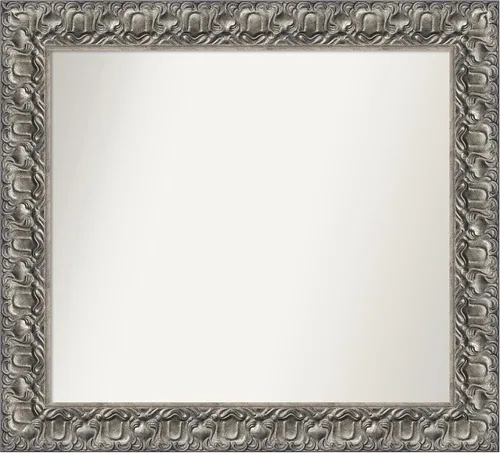 Miniatura 56 de Amanti Art Espejo de baño plateado para sobre fregadero, 26 x 26 pulgadas, espejo cuadrado de níquel pulido, marco de madera tradicional mediano, se
