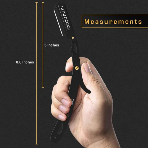 Miniatura 8 de Beauticone Navajas rectas para hombres, navaja de borde recto, 100 cuchillas de un solo filo, acero inoxidable, navaja de barbero para el afeitado