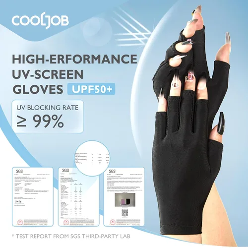 Miniatura 3 de COOLJOB Guantes anti-UV para lámpara de uñas, guantes profesionales de protección UV UPF50+ para manicuras, cuidado de la piel sin dedos, mujeres