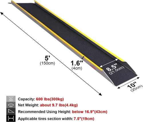 Miniatura 3 de Ruedamann Rampas de aluminio de 60 pulgadas para cortacéspedes, 1 rampa de carga ligera y resistente antideslizante de 5 pies de largo