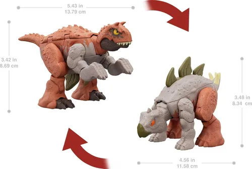 Miniatura 3 de Mattel Jurassic World Fierce Changers - Figura de acción de dinosaurio 2 en 1, juguete de doble peligro que se transforma de carnotaurio a