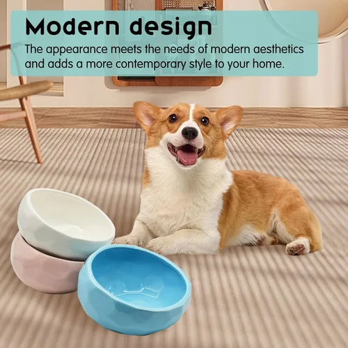 Miniatura 7 de kathson Cuenco inclinado de cerámica para perros inclinado 15° para comida para gatos, cuencos de agua, plato de alimentación cómodo para mascotas