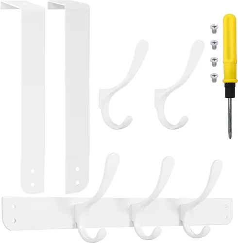 Miniatura 6 de SKOLOO Gancho para colgar sobre la puerta, ganchos para colgar ropa, toallas, abrigos, sombreros, gancho para toallas sobre la puerta, color blanco