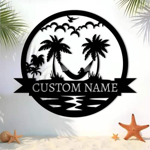 Miniatura 15 de Letreros de faro de metal personalizados Arte de pared de cabina al aire libre personalizado para playa costera Letrero de apellido Regalo