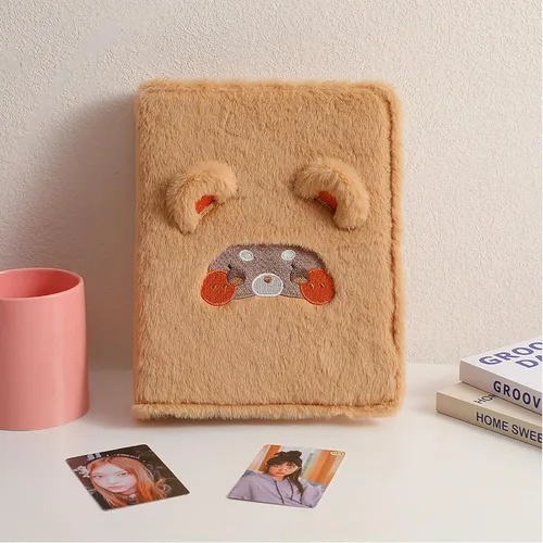 Miniatura 2 de Carpeta A5 de dibujos animados de felpa para tarjetas fotográficas con 20 fundas interiores de 3 pulgadas para álbumes de fotos en hojas sueltas