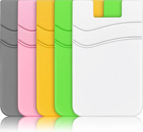 Miniatura 6 de SHANSHUI Billetera para Teléfono, Paquete de 3 Portadores de Tarjetas de Crédito para Billetera de Teléfono Negra Adherible de 2 Ranuras para Casi