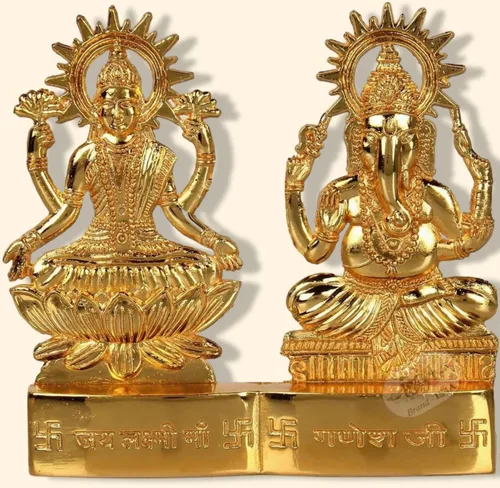 Miniatura 8 de IS4A Lakshmi Ganesh - Estatua de ídolo energizada chapada en oro, para boda, festival, aniversario, Diwali Puja, regalo espiritual de 4 pulgadas