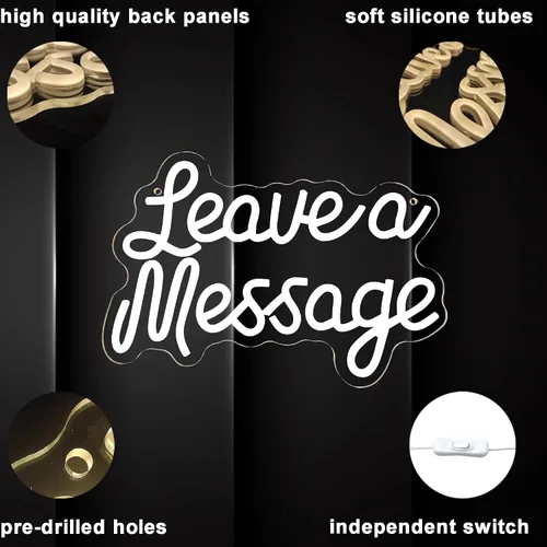 Miniatura 4 de Leave a Message - Letreros de neón para decoración de pared, letrero LED para libro de visitas, letrero de bienvenida, alimentado por USB para Dejar