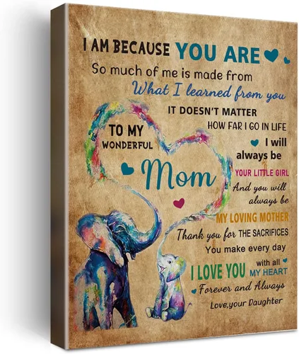 Miniatura 6 de Wailozco Decoración de pared para mamá, con texto en inglés "To Dear Mom", impresiones en lienzo enmarcadas, regalos para madre de hija