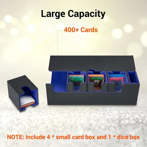 Miniatura 3 de Caja de cartas para MTG, 5 en 1 Commander, caja de almacenamiento de tarjetas TCG con bandeja de dados con capacidad para más de 400 tarjetas sin