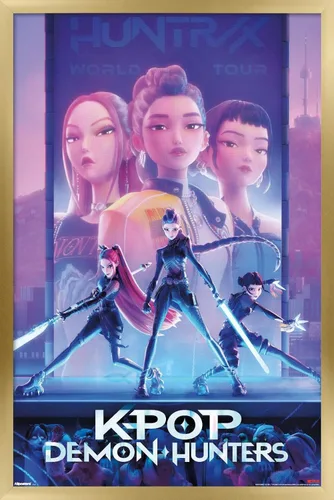 Miniatura 15 de Netflix KPop Demon Hunters (2025) - Póster de pared de una hoja, 22.4 pulgadas de largo x 14.7 pulgadas de ancho, versión enmarcada de madera