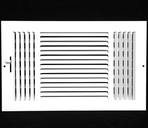 Miniatura 12 de Rejilla de suministro de aire de 3 vías de 10 pulgadas x 6 pulgadas - Tapa de ventilación y difusor - Cara plana estampada - Blanco.