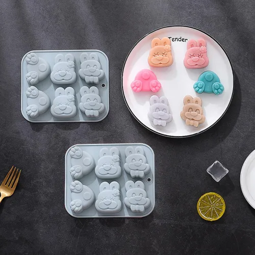 Miniatura 3 de Paquete de 2 moldes de silicona de animales lindos, 6 cavidades 3D de elefante, mariposa, mariquita, moldes para hornear pasteles, elegantes moldes