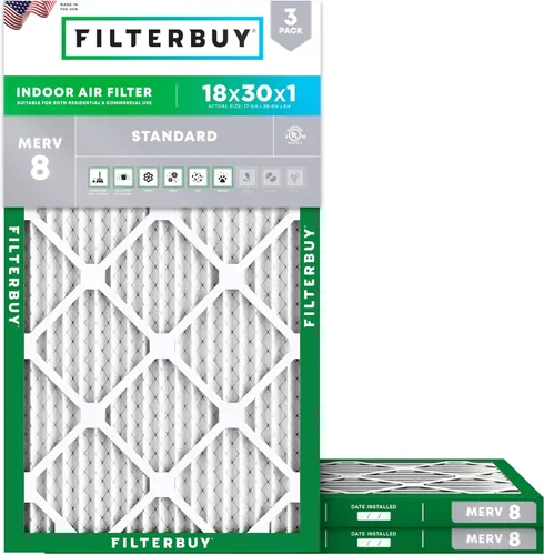 Miniatura 27 de Filterbuy - Filtro de aire MERV 8 de 21x22x1 de defensa esencial contra el polvo y las alergias (paquete de 3), filtros plisados electrostáticos