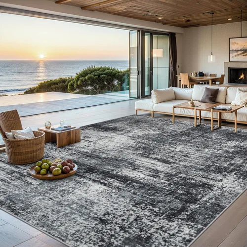 Miniatura 11 de Alfombras de 6x9 para sala de estar - Alfombra lavable moderna abstracta suave grande neutral antideslizante para piso interior resistente a manchas