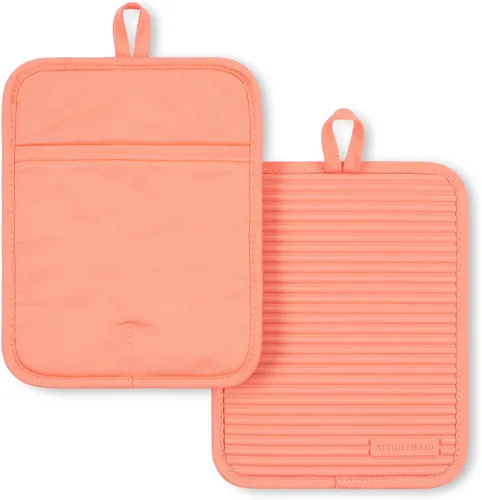 Miniatura 20 de KitchenAid - Juego de agarraderas de silicona suave y acanalada, azul Willow, 7 x 9 pulgadas Willow azul