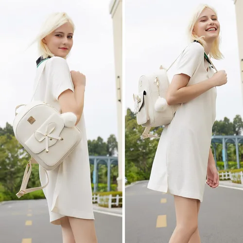 Miniatura 33 de ZGWJ Mini mochila de cuero con moño, mochila pequeña, linda mochila casual de viaje para niñas y mujeres, M, Mochilas tipo mochila