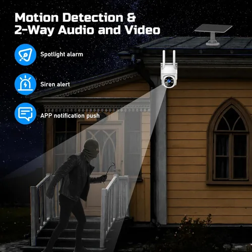Miniatura 7 de Cámara de seguridad solar celular 4G LTE, cámara de seguridad celular inalámbrica con energía solar para exteriores con tarjeta SIM incorporada