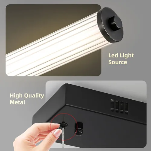 Miniatura 4 de Candelabros negros para comedor, iluminación regulable para isla de cocina, luz colgante lineal, lámpara LED moderna para sala de estar y mesa