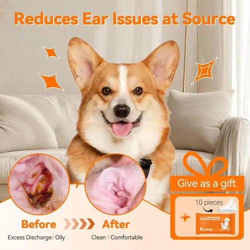 Miniatura 6 de PUAINTA Gotas para los oídos para perros con dediles, limpiador natural de oídos para perros y tratamiento de infecciones, solución de limpieza