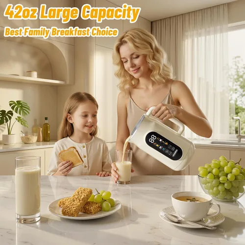 Miniatura 4 de Arcmira - Máquina para hacer leche de nuez 10 en 1, máquina para hacer leche de soja de 42 onzas con panel LED 10 Blade/Delay Start/Keep Warm/Self