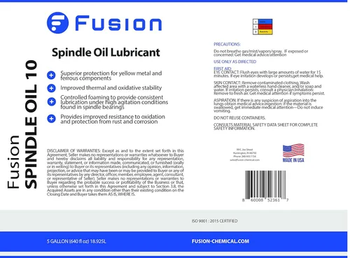 Miniatura 3 de Fusion Chemical - Aceite de husillo de fusión 10 para aplicación de grado 10 de viscosidad ISO de Fusion Chemical Lubricante de grado premium