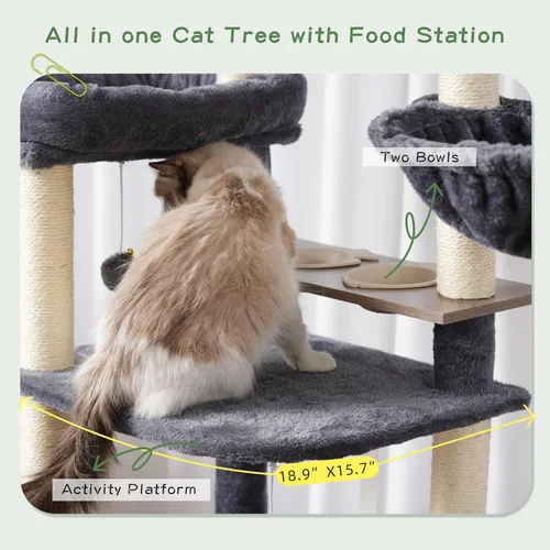 Miniatura 5 de Gitelsnour Árbol para gatos con túnel, torre para gatos de interior, torre alta para gatos con condominio para gatos, estación de alimentos