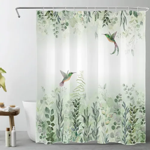 Miniatura 43 de EOBTAIN Cortina de ducha floral zen, lirio de agua blanca, mariposa y piedra zen gris, cortinas de ducha para baño, plantas, naturaleza, espiritual