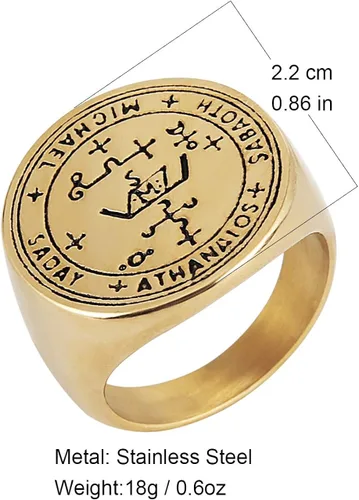 Miniatura 5 de HZMAN Anillo de acero inoxidable con sello del arcángel guardián Michael Talisman